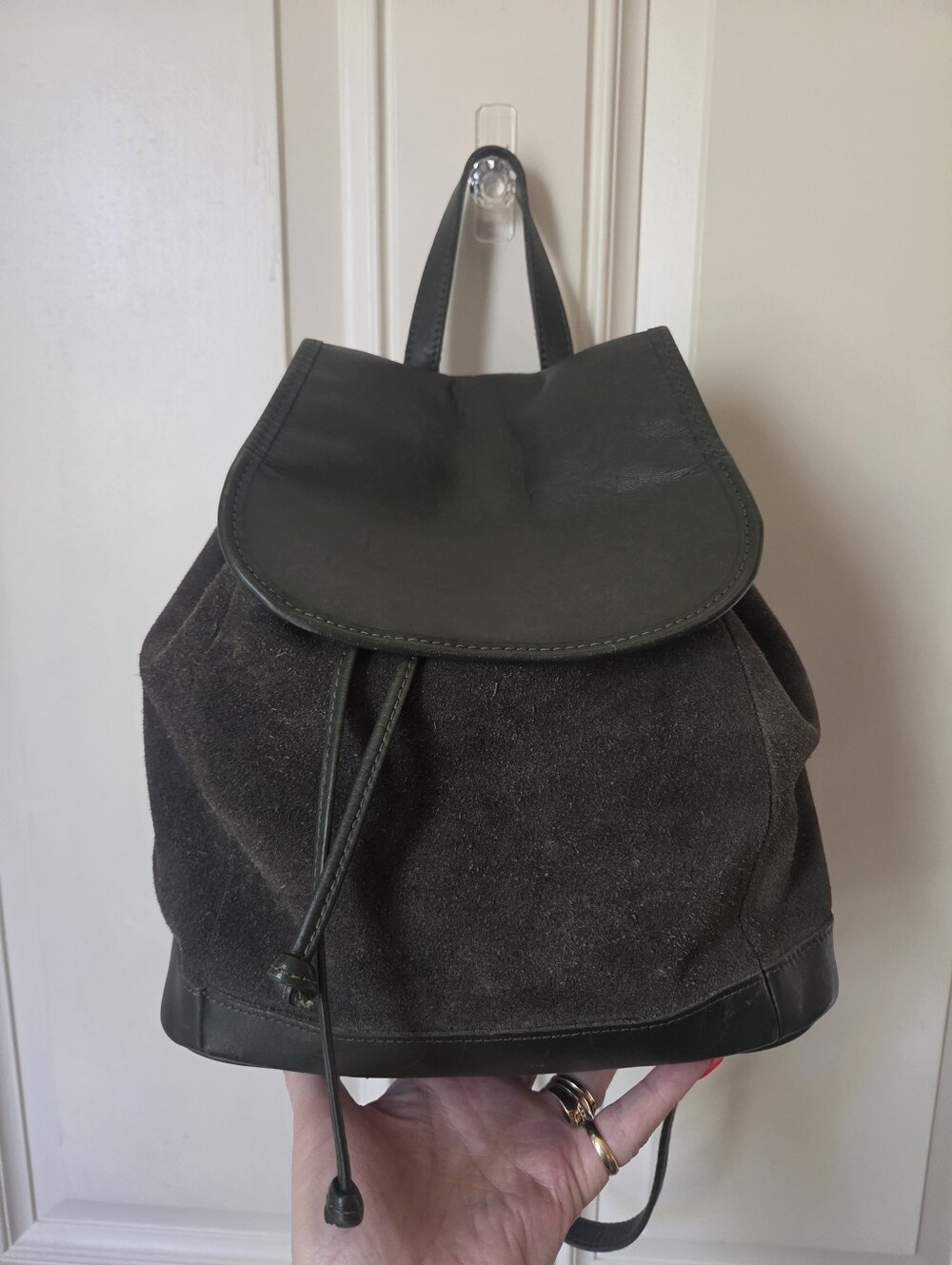 LLBean Hunter Green Suede and Leather Backpack 💚💛